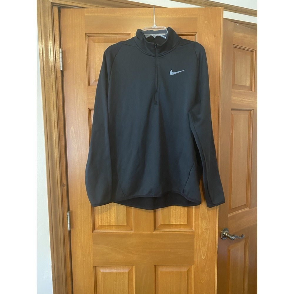 Nike Pullover Mens Black Dri Fit 1/2 Zip Fleece Lined Mock Size XL Sweatshirt